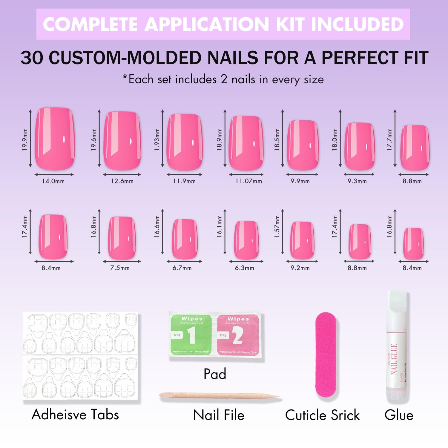 Ombre Press On Nails Medium Short Square – White and Pink French Fake Nails w…