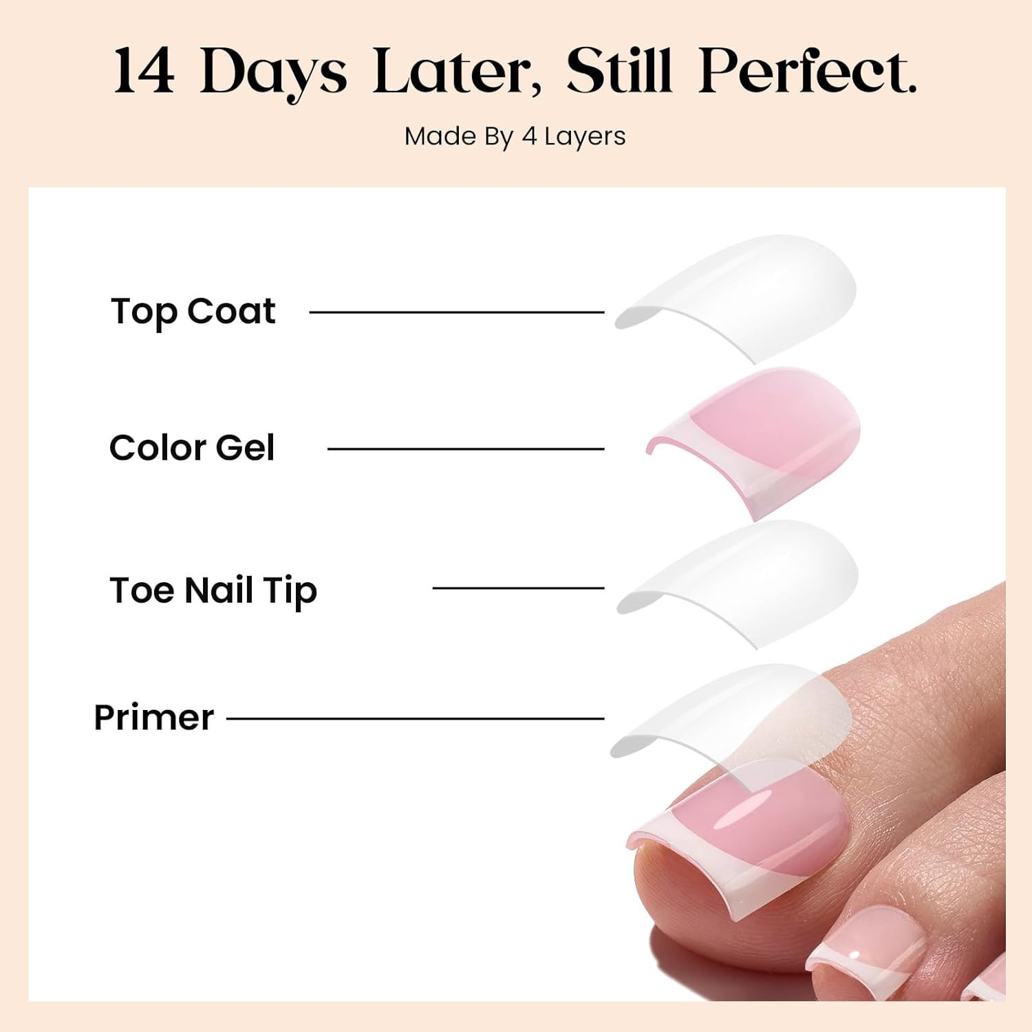 X Press French Tip Toenails – Charm French | Glossy Pink Short Square Press on T