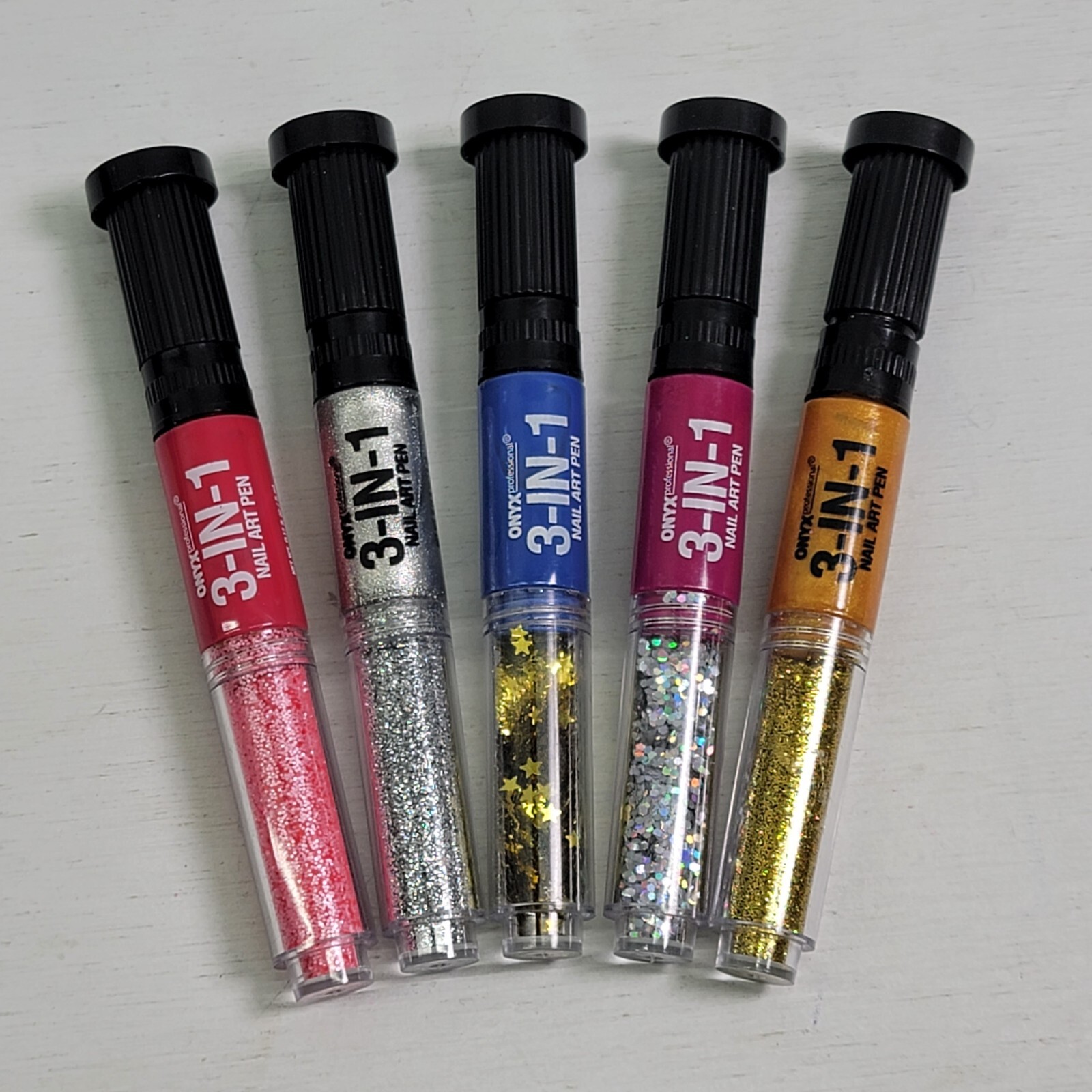 Onyx Professionsl Nail Art Pen 3 In 1 Tool Lot Of 5 Different Various Colors