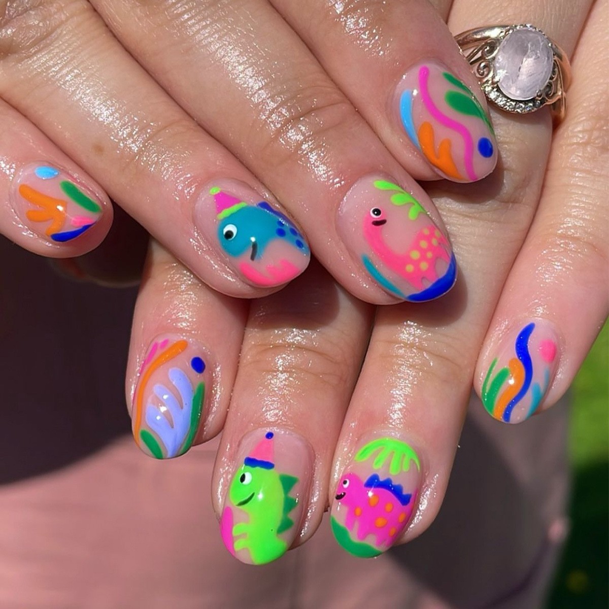 Summer Fish Plant Nail Art Stickers Vibrant Manicure Decals
