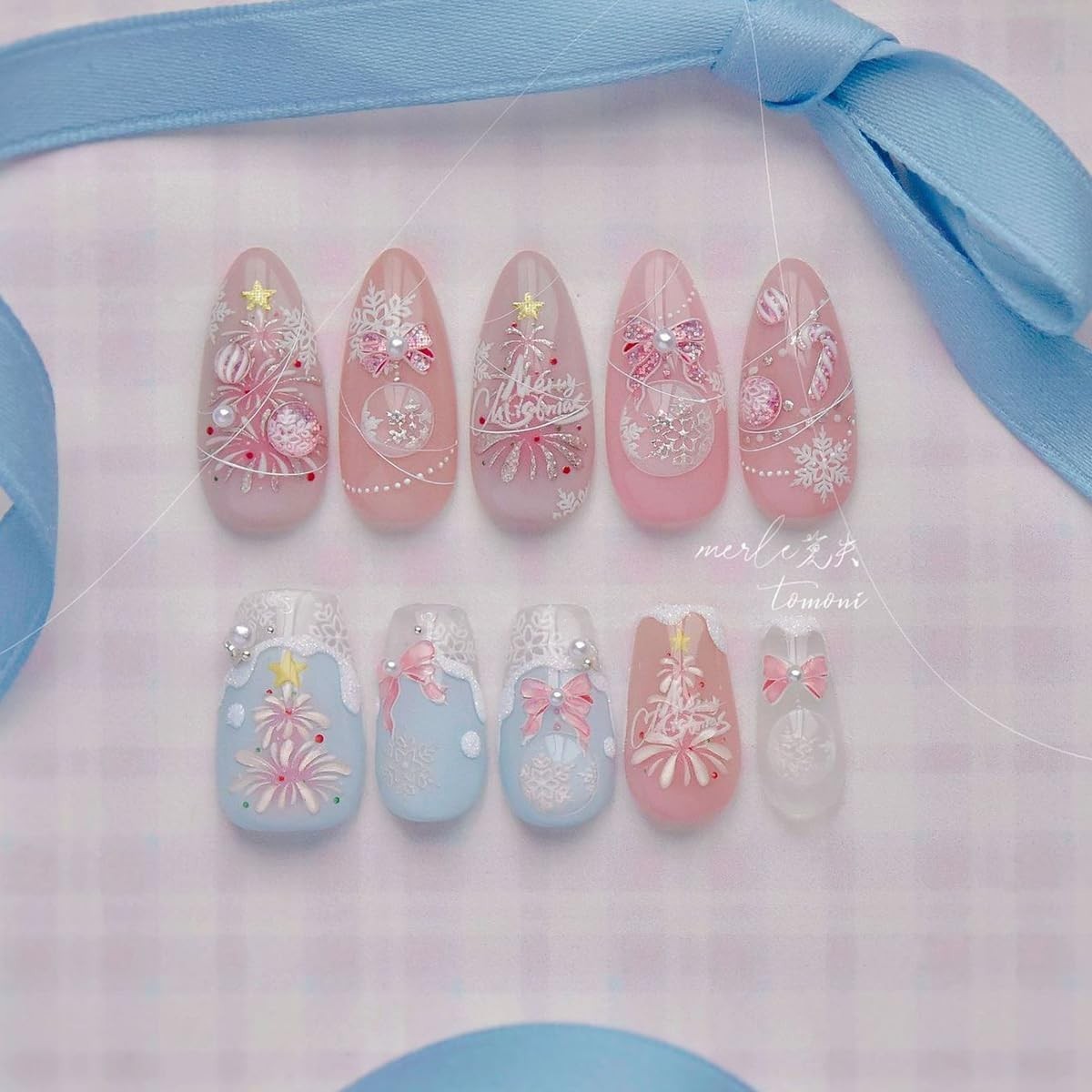 5D Embossed Christmas Nail Art Stickers – Winter Wonderland Design Sheet