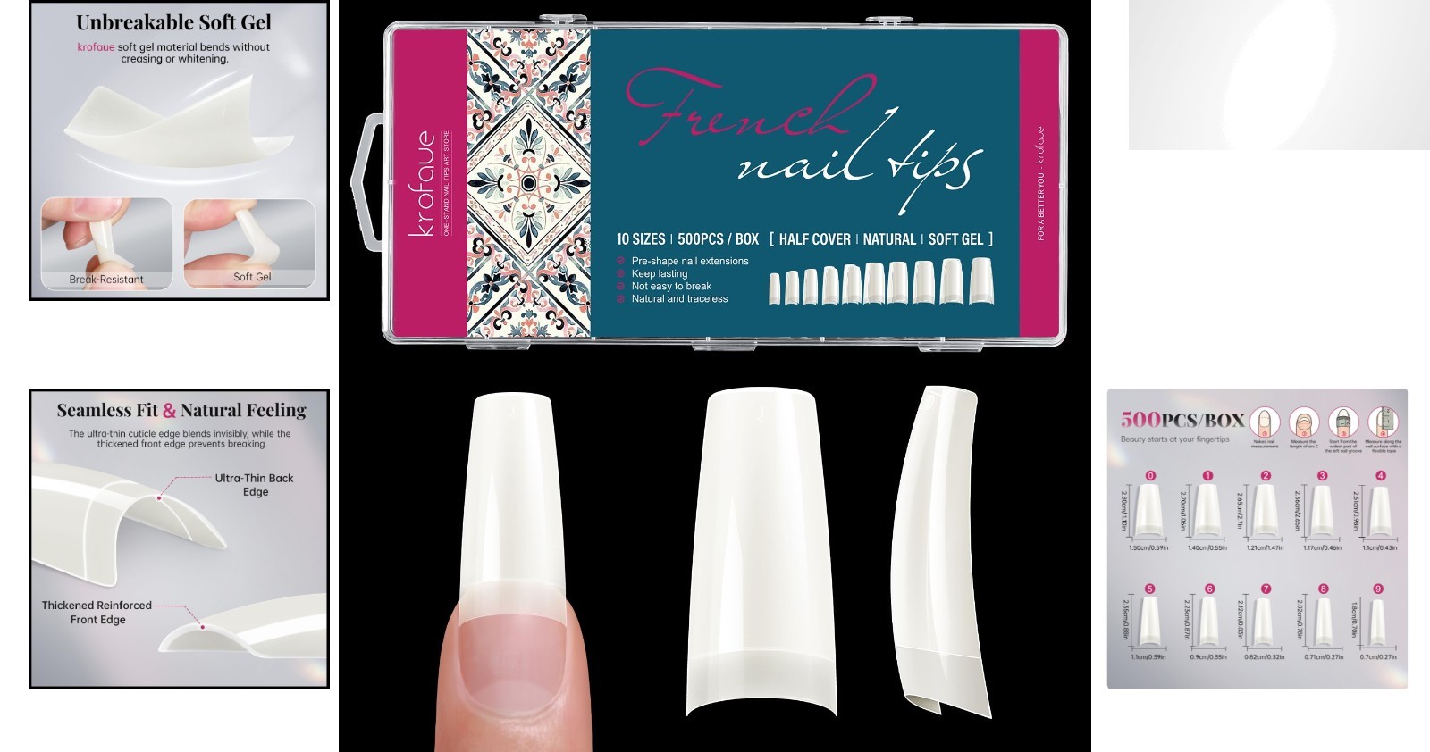 Versatile 500pcs Half Cover Acrylic Tips – Perfect for Nail Art Lovers & Gifts