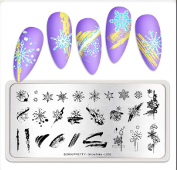 Born Pretty Nail Stamping Plate – Snowflake L002 – new