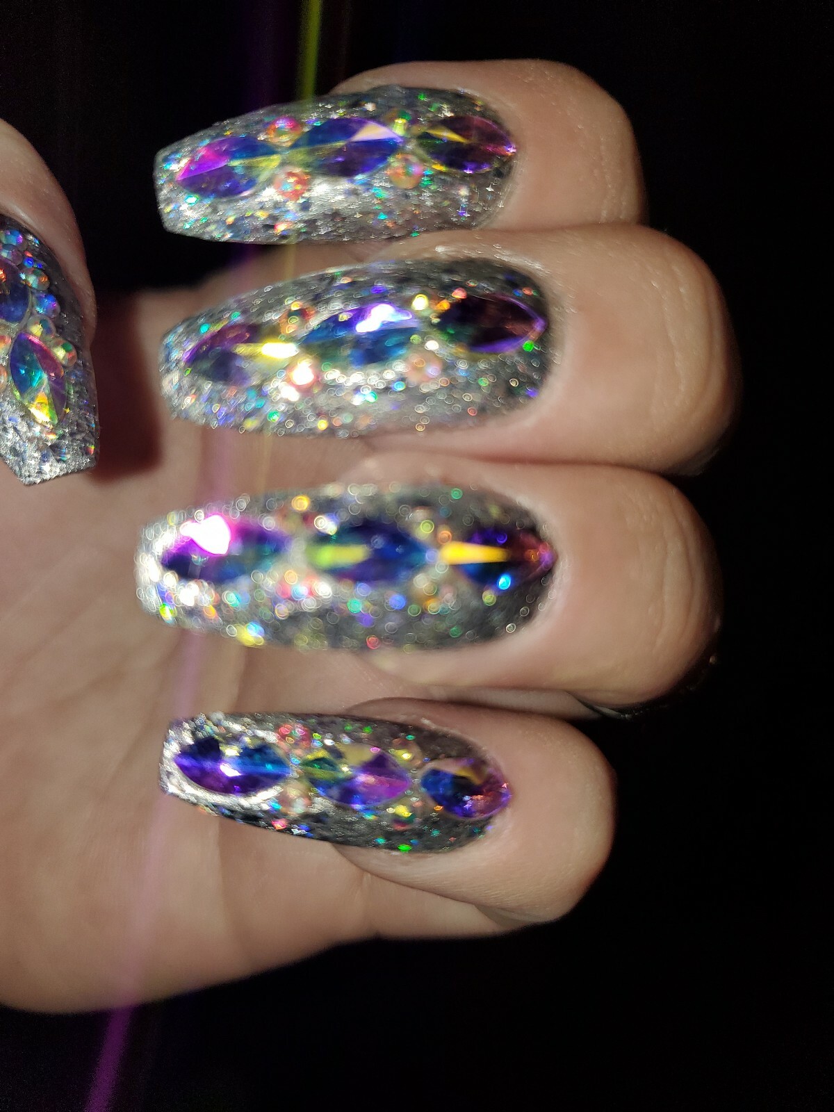 Super bling swarvoski Crystal Press On Nails – bridal coffin diamond bling set