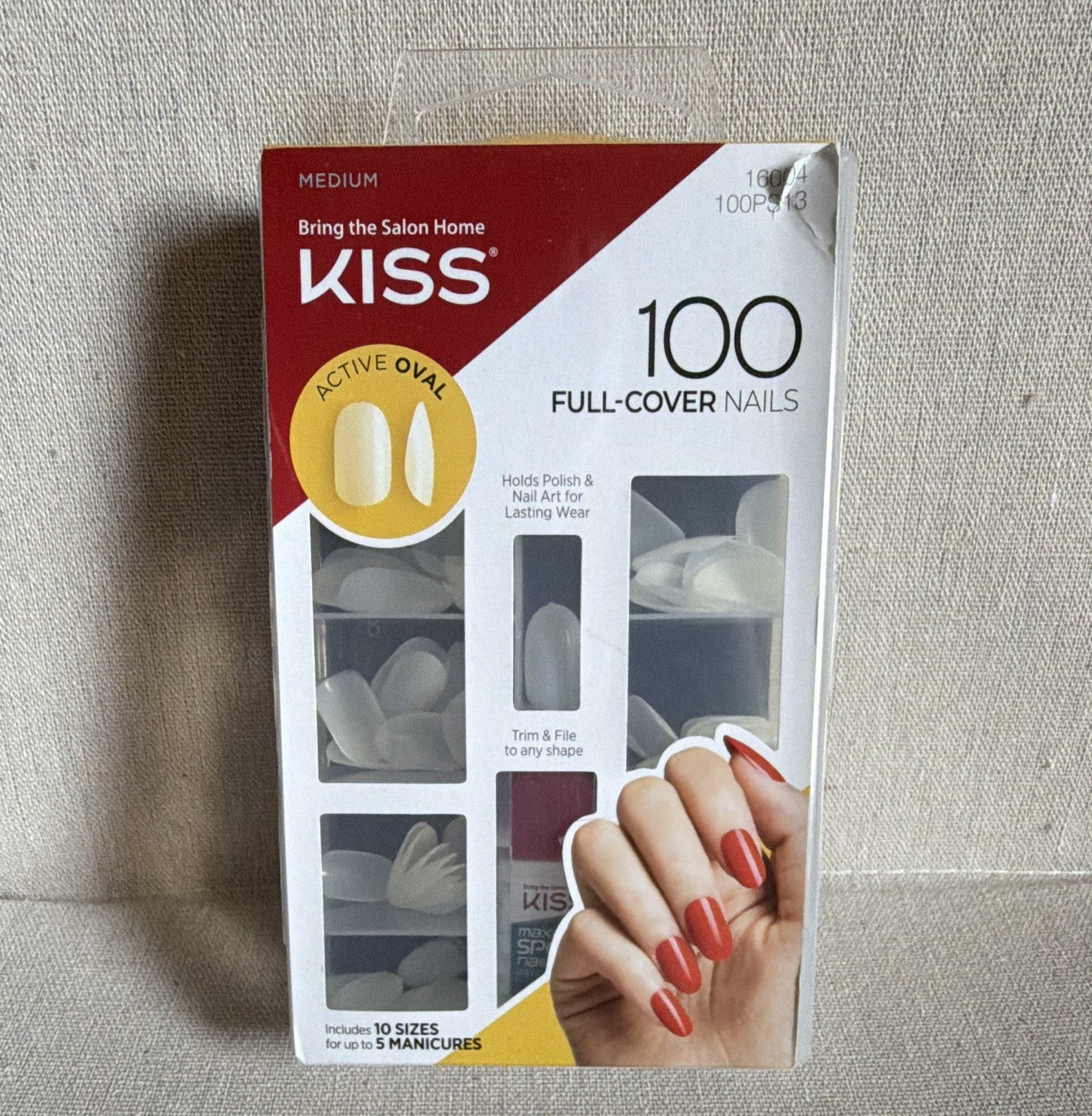 KISS Active Oval Medium Clear Full Cover Nail Tips ABS Plastic Natural 100PS13