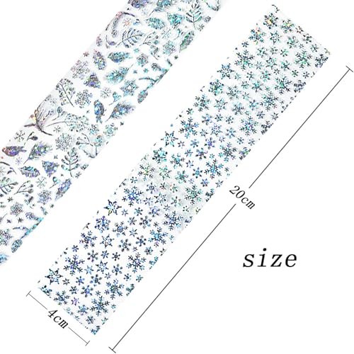 10 Sheets Aurora Nail Foil Transfer Stickers for Christmas Winter, Style 1