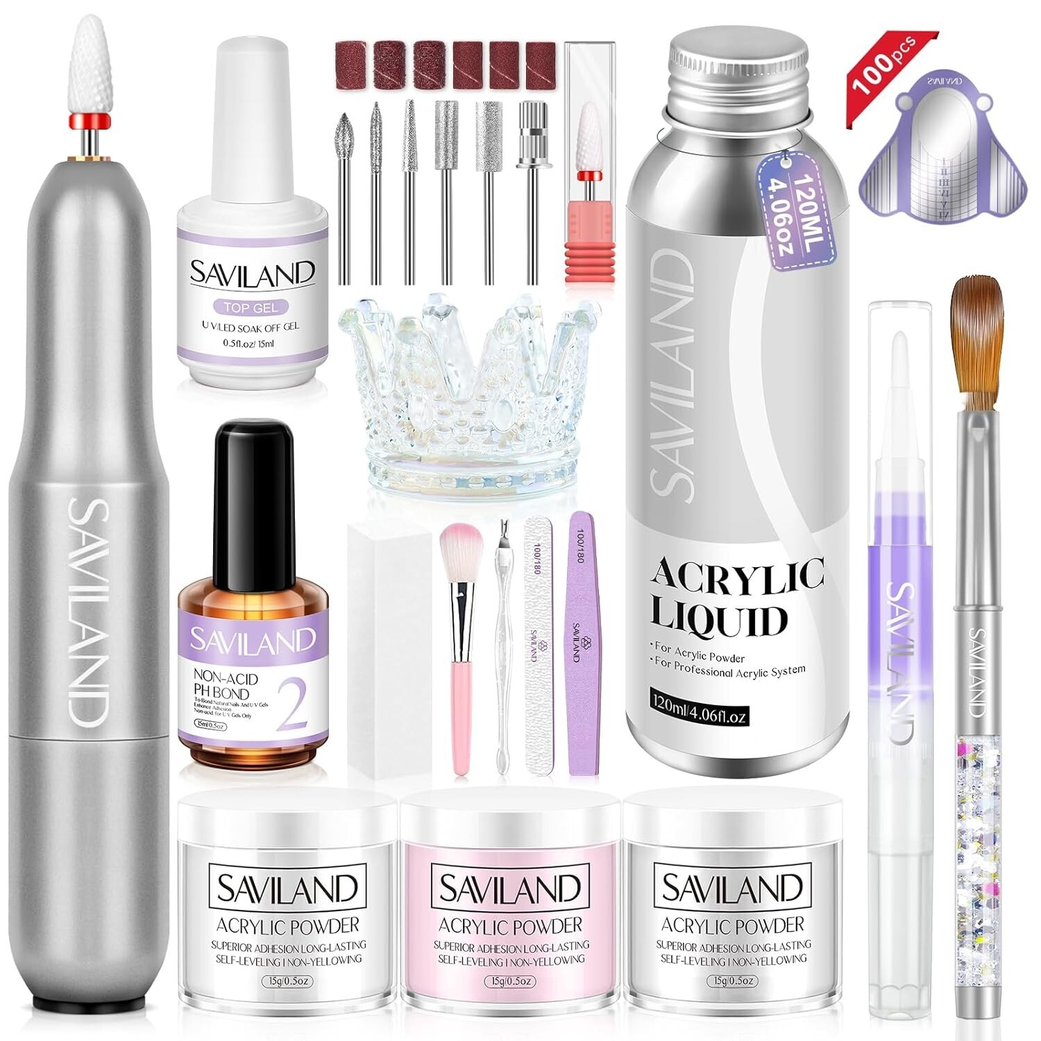 Deluxe Acrylic Nail Kit with Drill: Powder, Liquid & Lamp for Perfect Nails