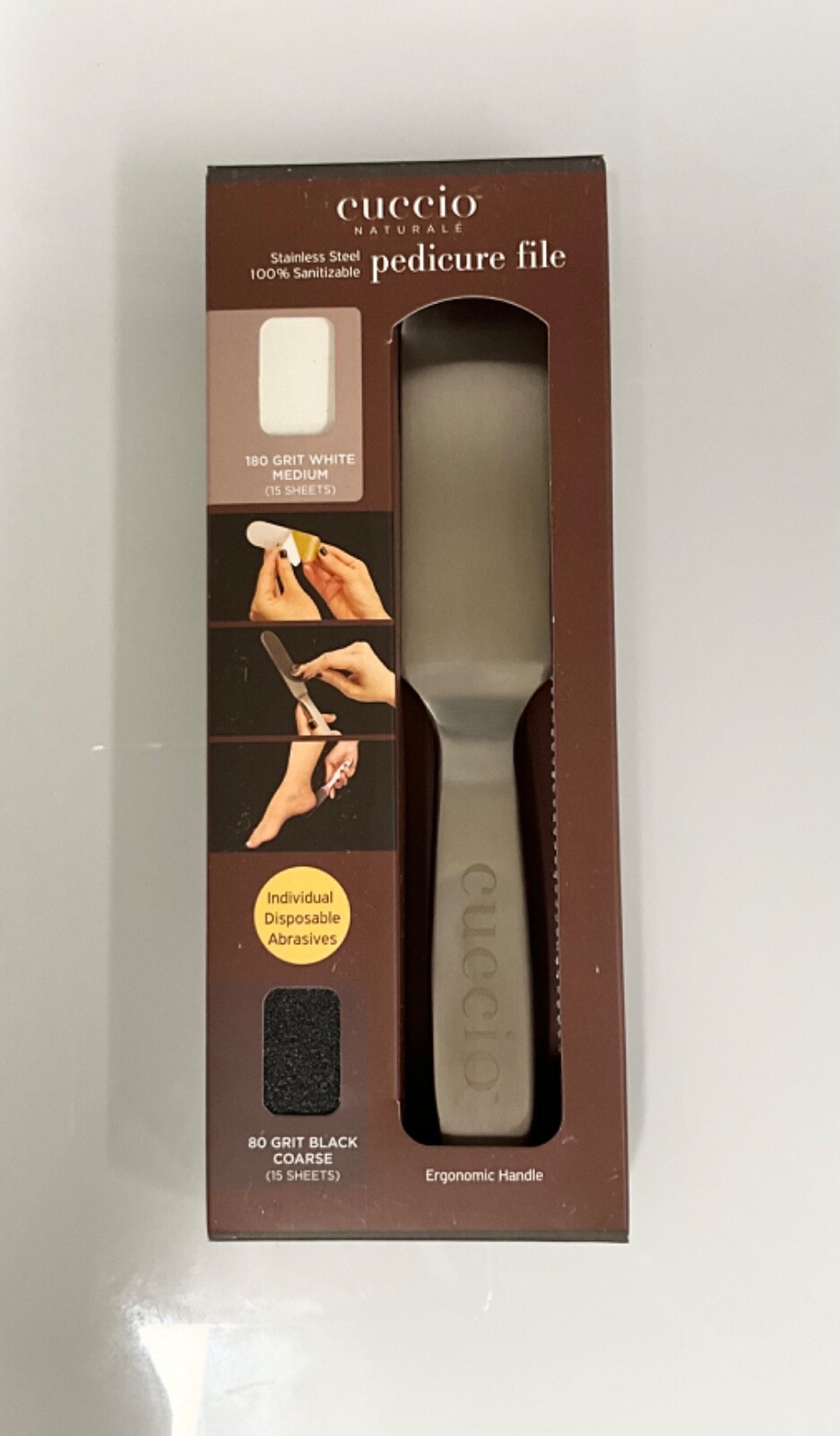 1 x NEW Cuccio Naturale – Reusable Stainless Steel Pedicure File – 15 Sheets