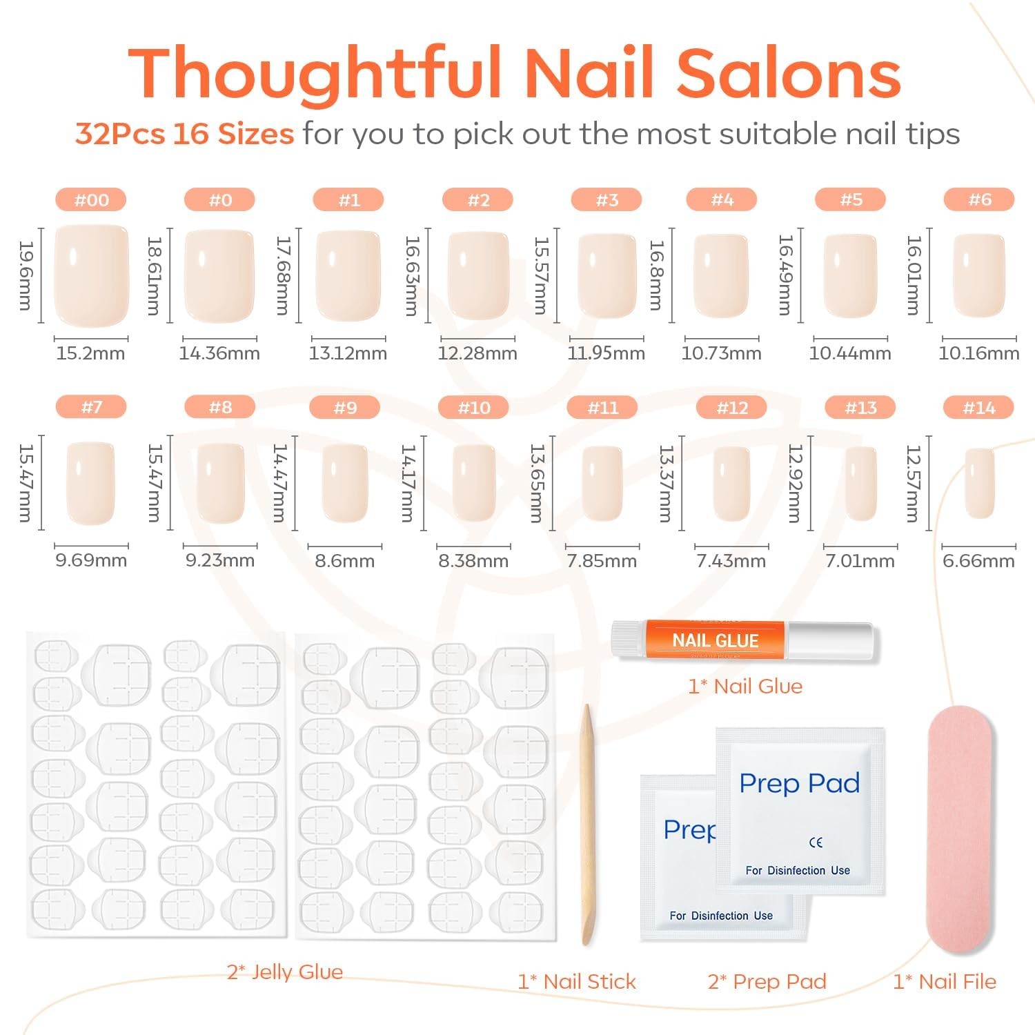 32Pcs White Press on Nails, Upgrade Short Square Fake Nails, A1-Point Pink