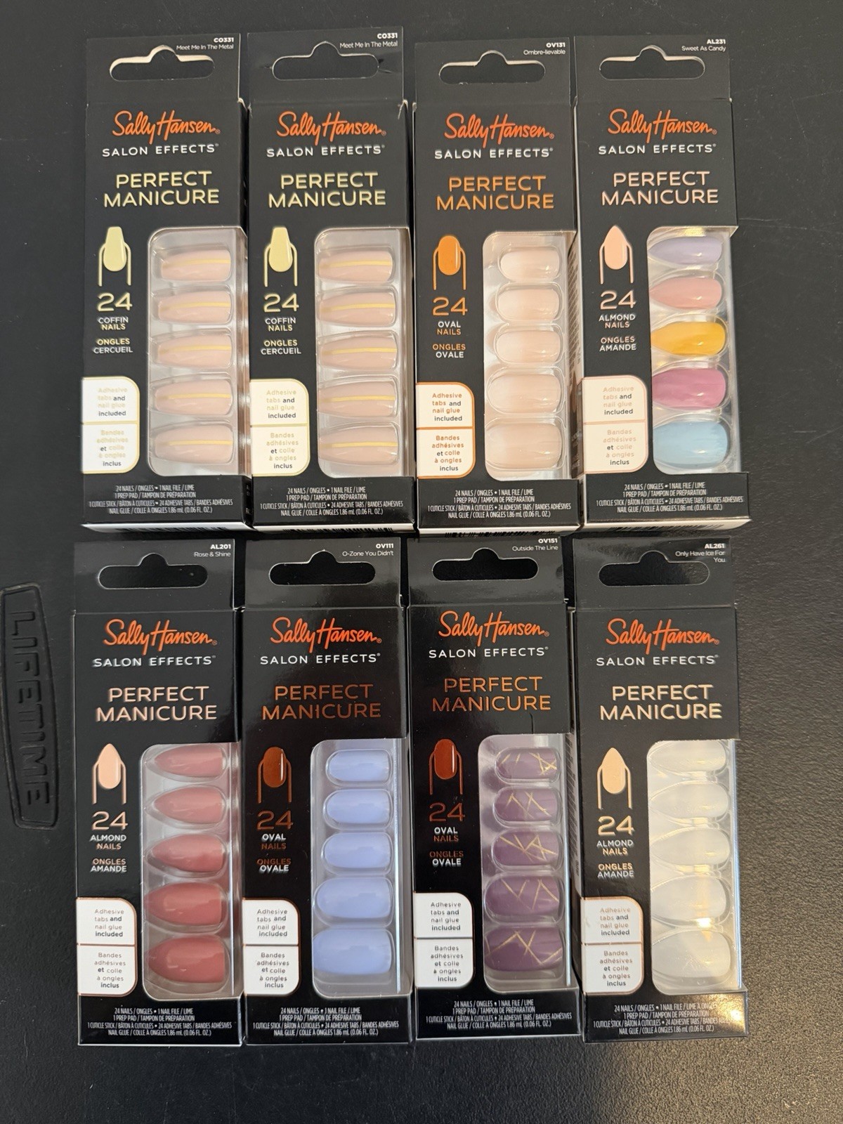 8 Sets -Sally Hanson Perfect Manicure 24 Coffin/Oval/Almond Nails New in Boxes