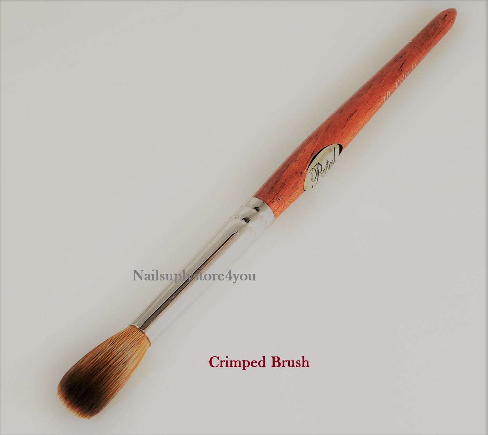 Petal Kolinsky Red Wood Handle Acrylic Nail Brush (Crimped) – Size #10