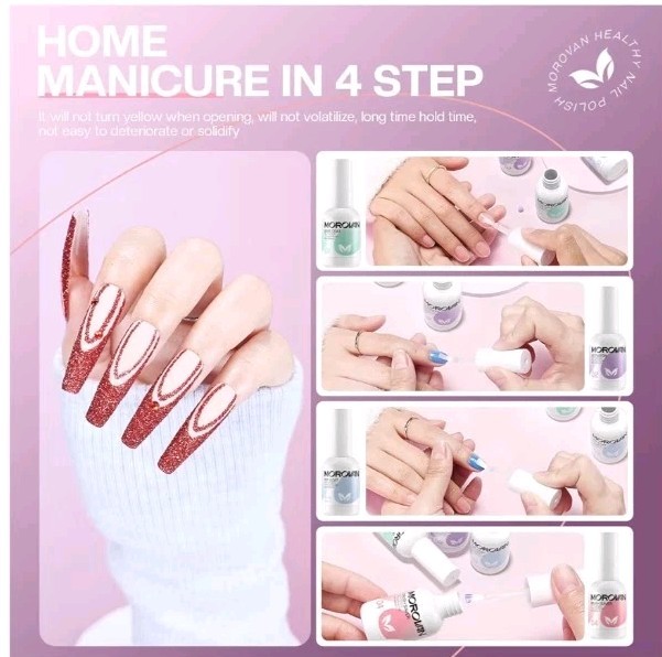 Morovan Dip Powder Liquid Set with Activator Base Top Coat and Dipping Powder…