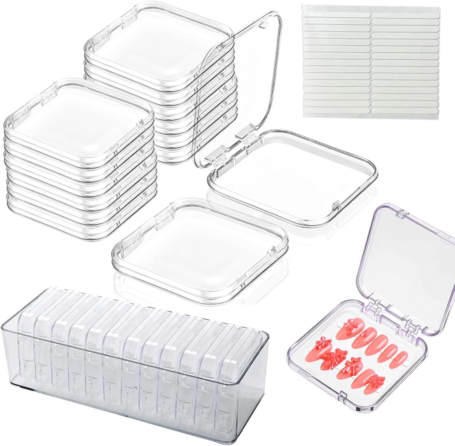 12Pcs Press on Nail Packaging Boxes, Clear False Nail Container Organizer | N…