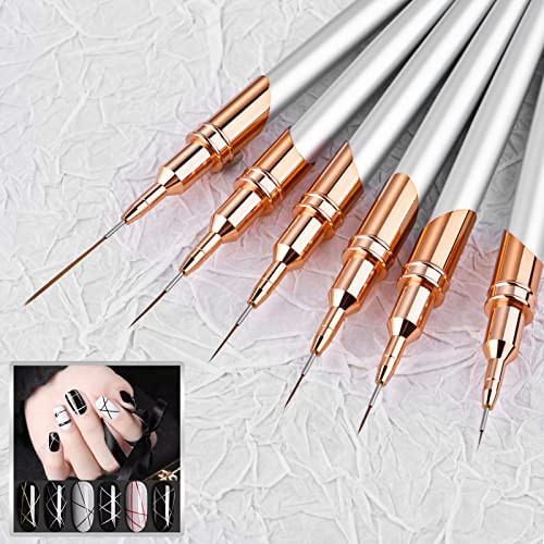 6pcs Nail Art Brushes Liner Striping Brush, Super Fine Nail Art Long Striper