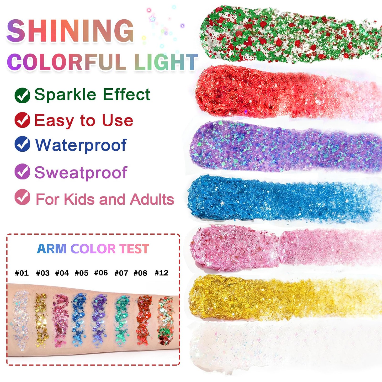 Christmas Body Glitter Stick, Face Body Glitter Gel Holographic Hair Glitter …