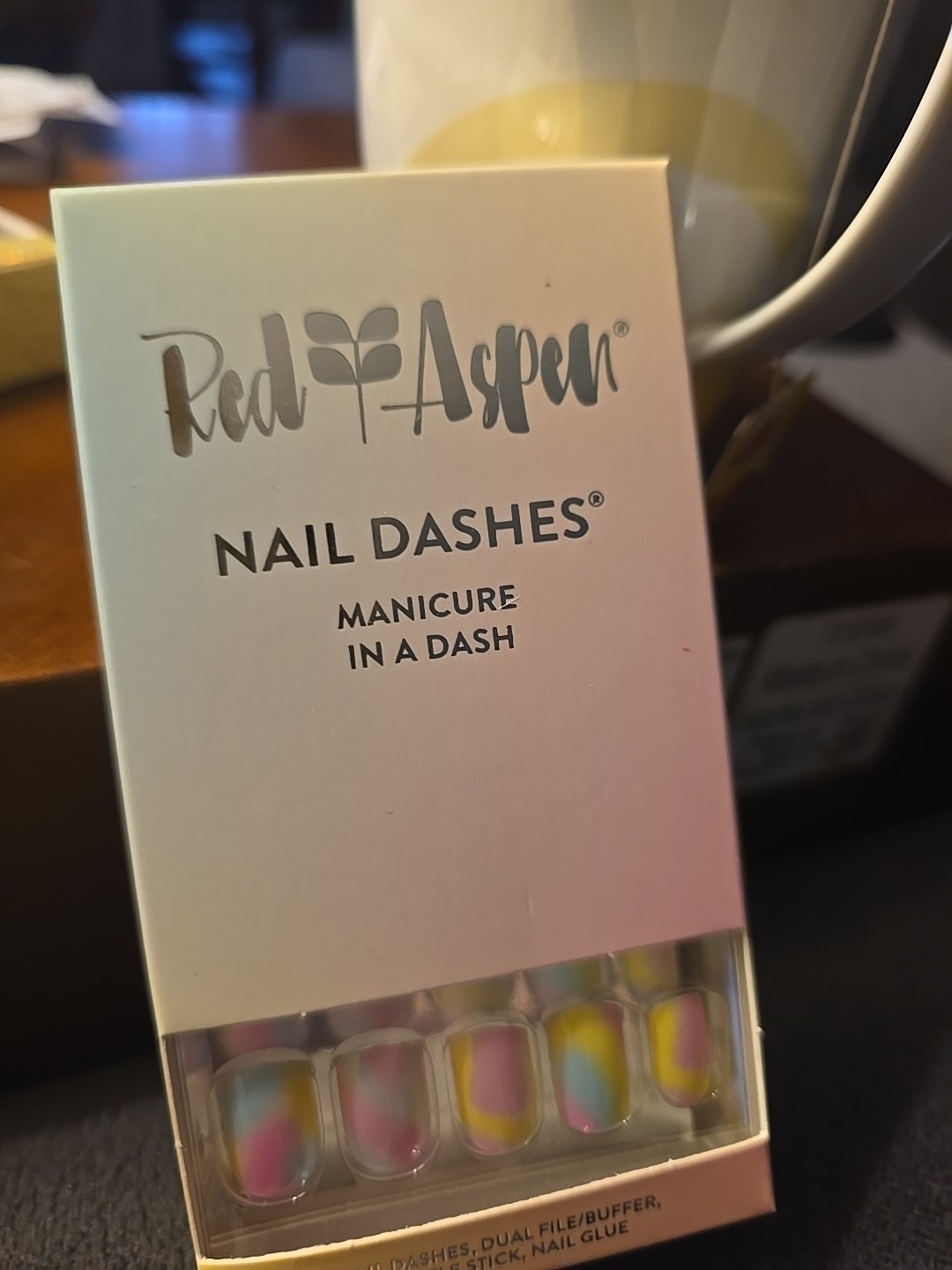 Press On Nails Tie- Dye Time, Bailey Pastel Easter Short Square Dashes Red Aspen