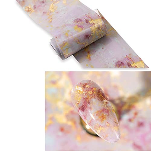 10 Rolls Pink Marbled Nail Transfer Foils Stickers Transfer Tips Manicure KIT1