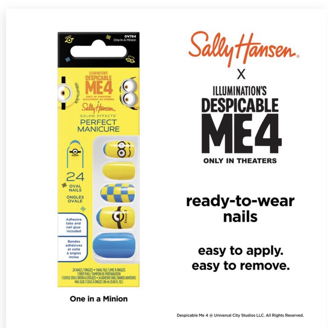 Sally Hansen Salon Effects Perfect Manicure ~ Despicable Me 4 ~ One In A Minion