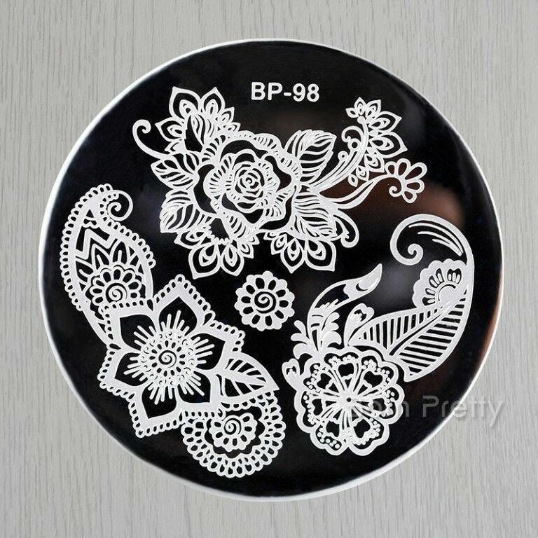 Nail Art Stamp Template Arabesque Flower Design Image Stamper Scraper Kit BP 98