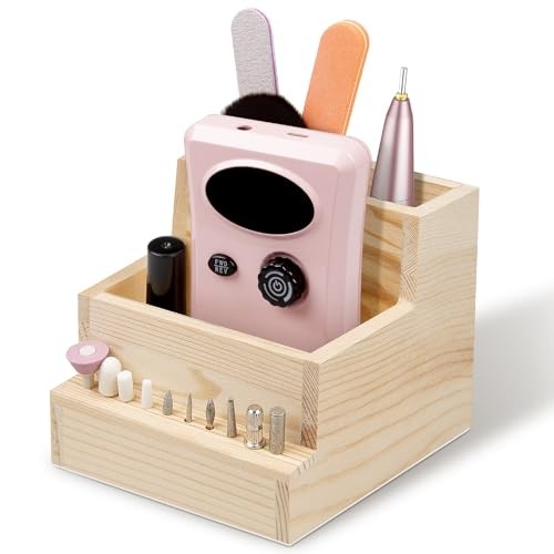 Nail Drill Bits Holder, Wooden 10 Holes Nail Drill Machine Holder Display