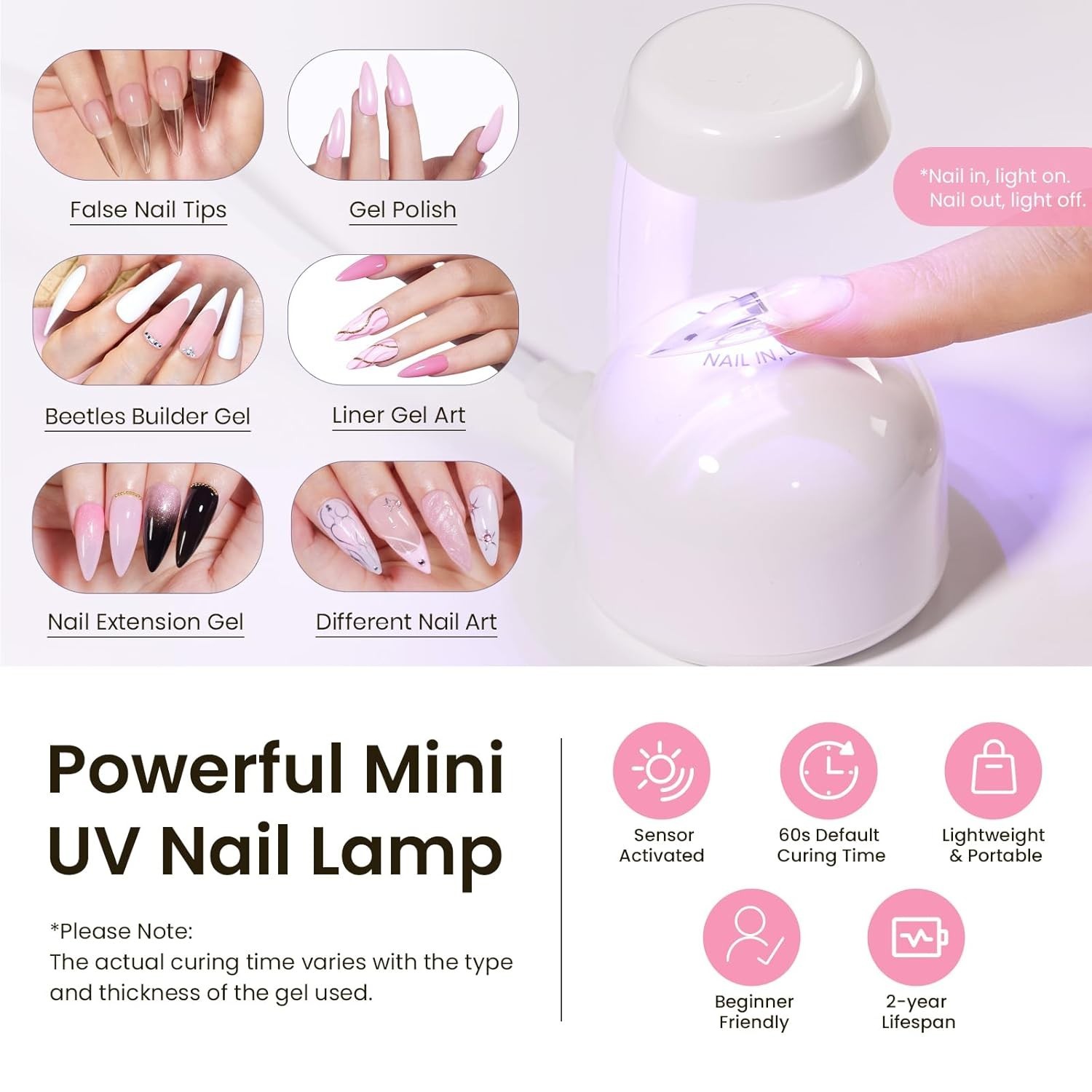 Salon-Quality Nail Extension Kit: 16 Sizes of Beetles Tipex Stiletto Tips