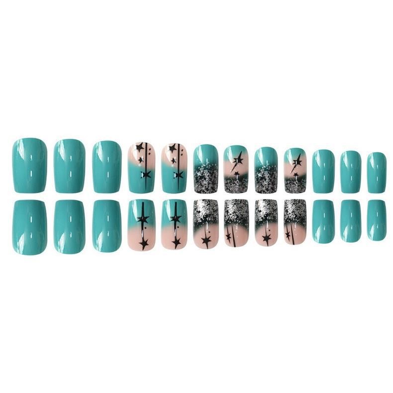 Medium Square Press on Nails Sweet Starry Cartoon Design Wholesale