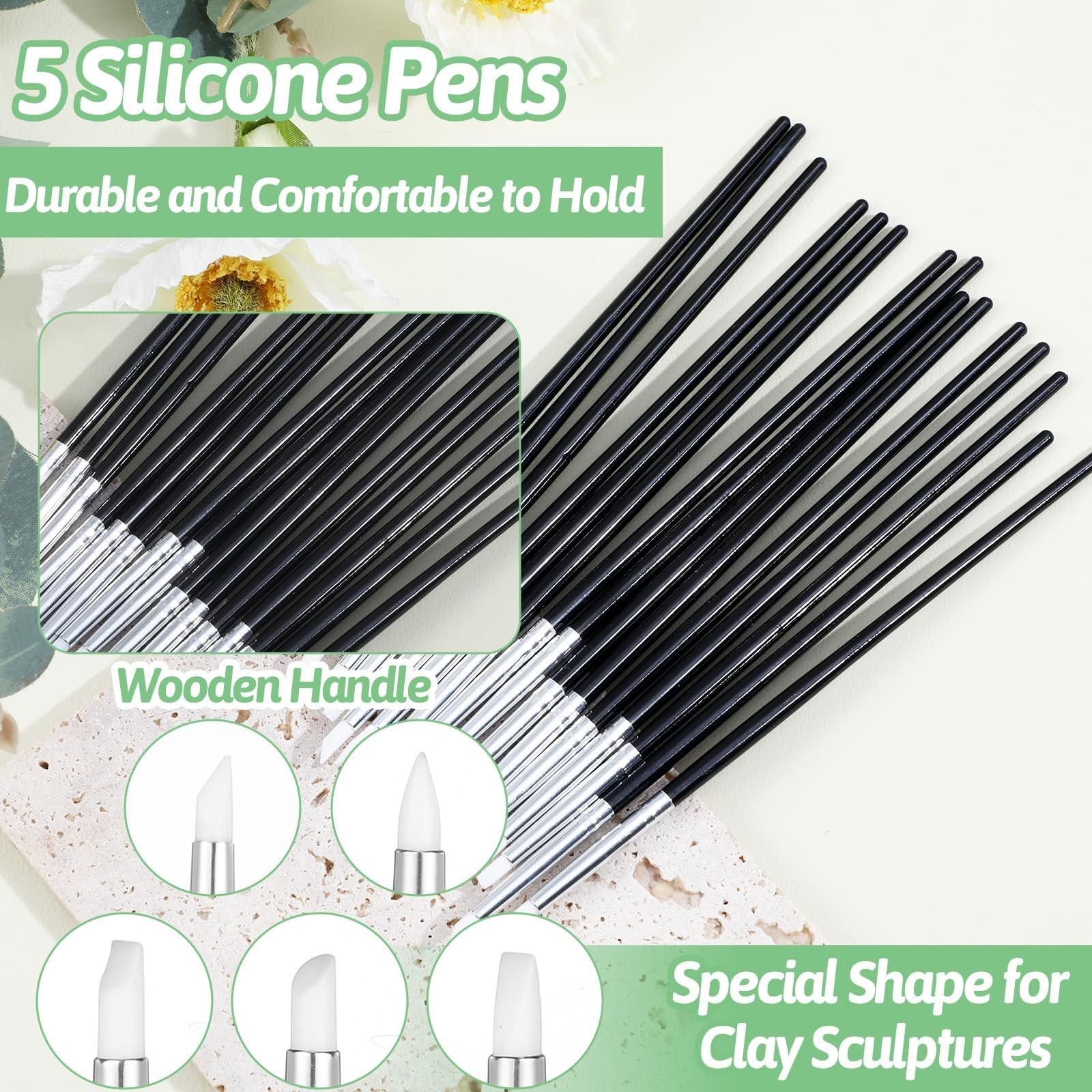 15pcs Silicone Clay Sculpting Tools, Professional Color Shaper Brushes Modeli…
