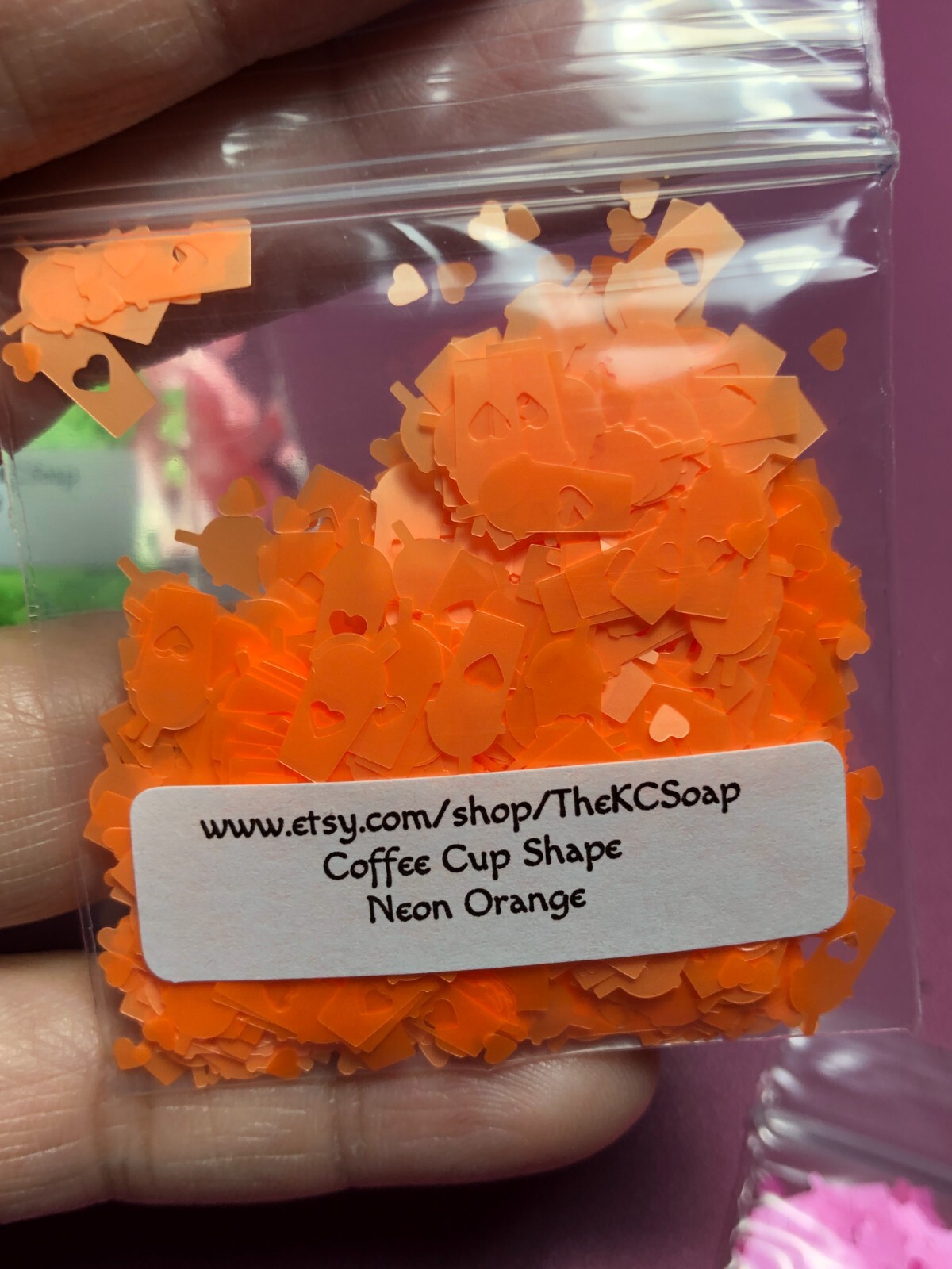 1OZ Solvent Resistant NEON ORANGE COFFEE CUP Shape Glitter Epoxy US Seller
