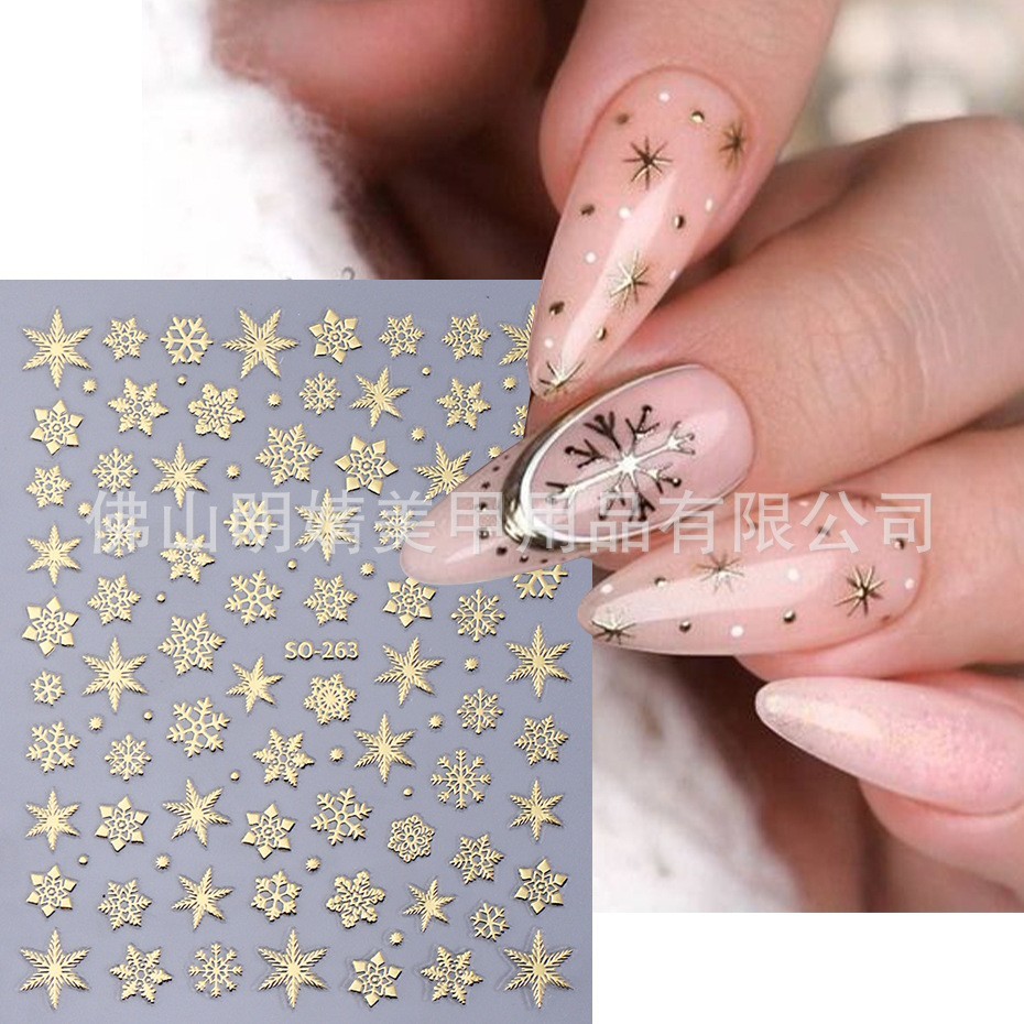 5Pcs Snowflake Star Christmas Nail Sticker Elegant Fashion Slide Decoration NH27