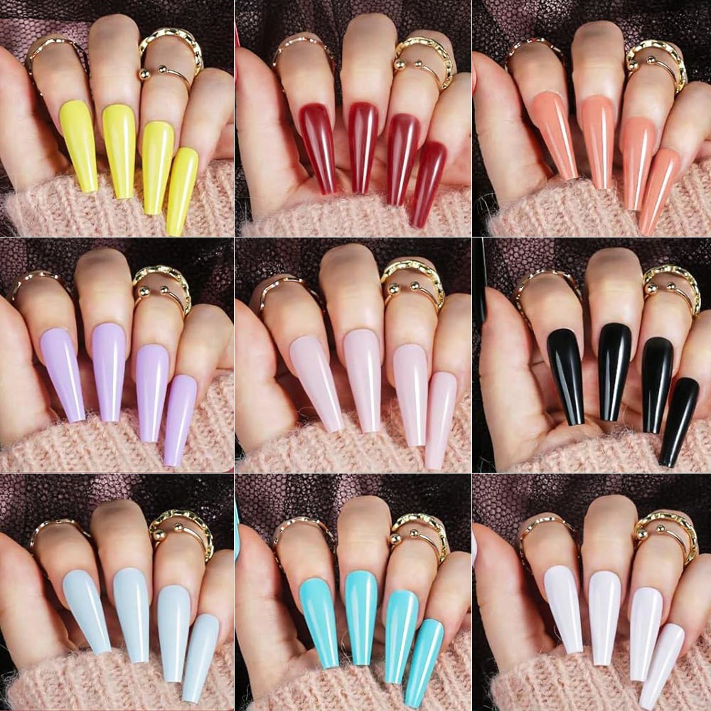 Press on Nails 24 Colors 576PCS Press on Nails Almond Matte Glossy Long Almond
