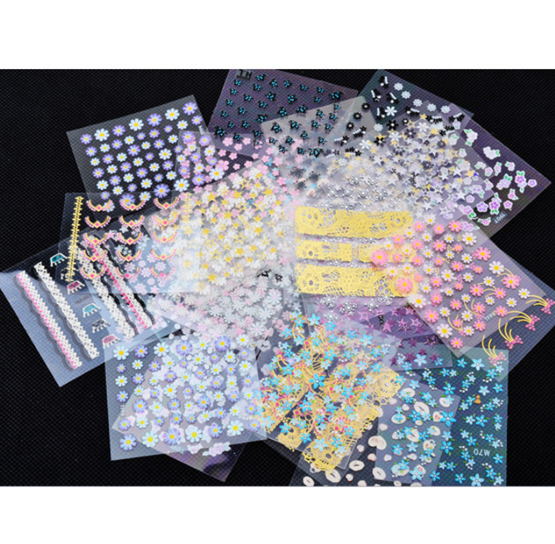10PCS DIY Nail Art Sticker Decal Daisy Flower Lace Butterfly Slider Manicure NH9