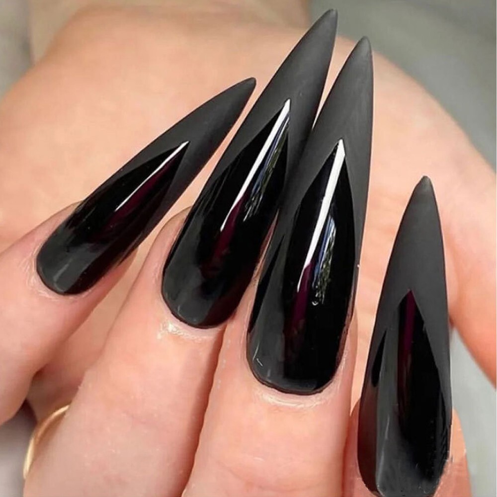 240PCS 3XL Stiletto Pointy False Nail Art Tips Clear Nails Full Cover Soft Gel T