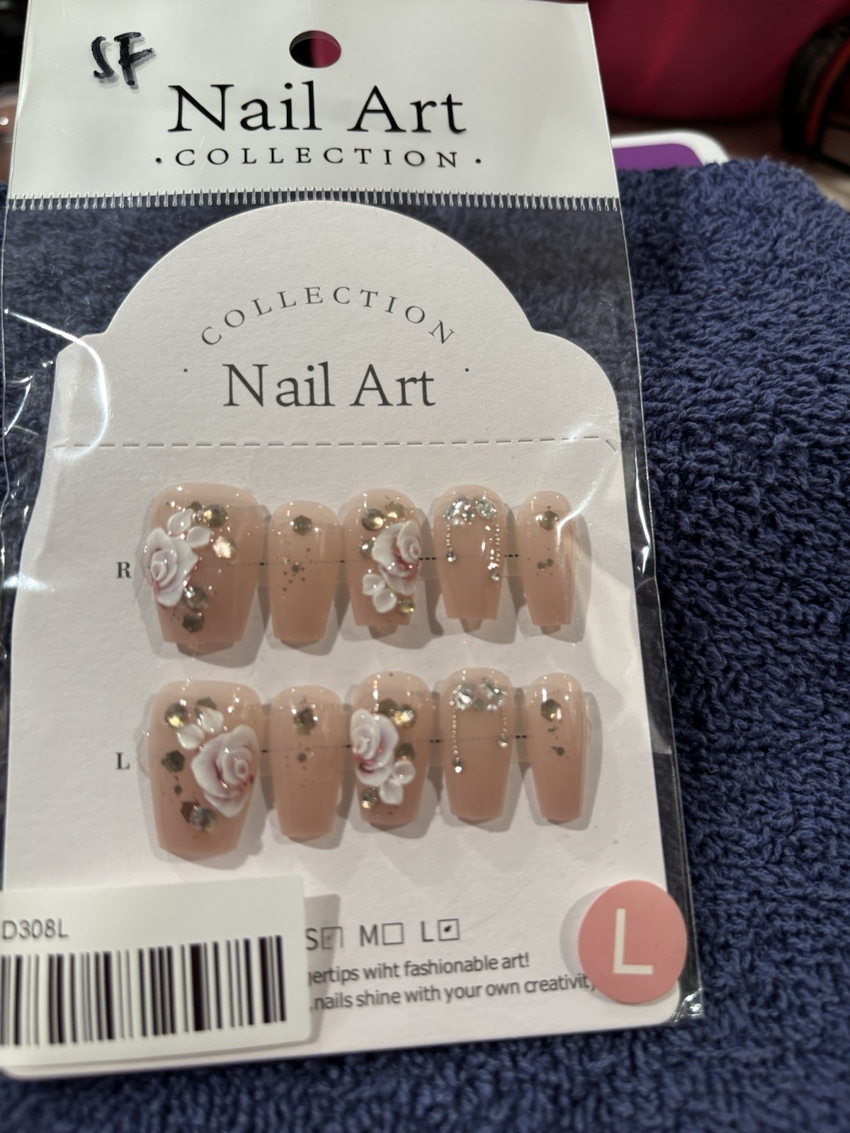 Press-On Nails Medium Length COFFIN. Size Large. 20 Pair