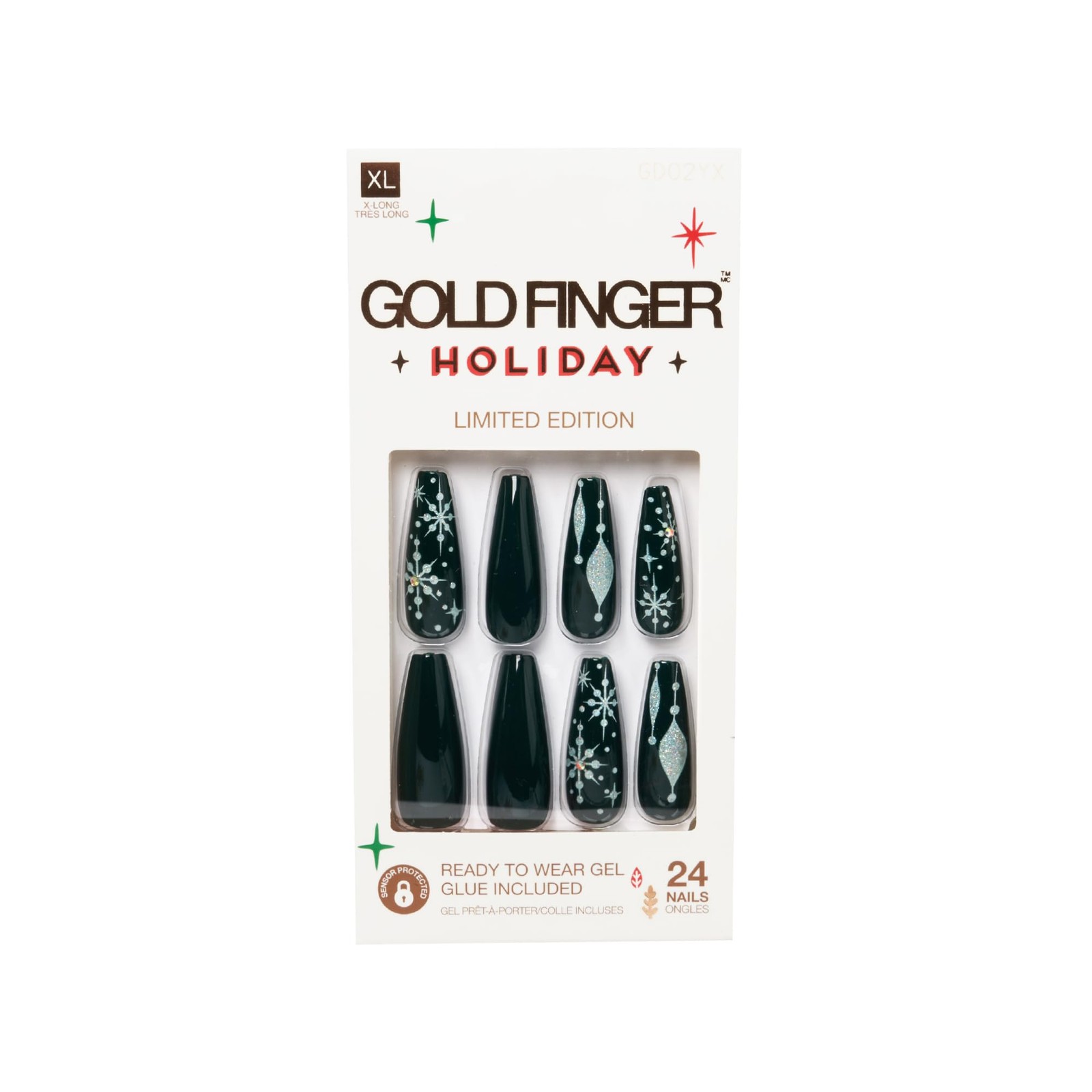 24 Pcs Holiday Press On Nails – Christmas French Tip Square Coffin Oval Fake …