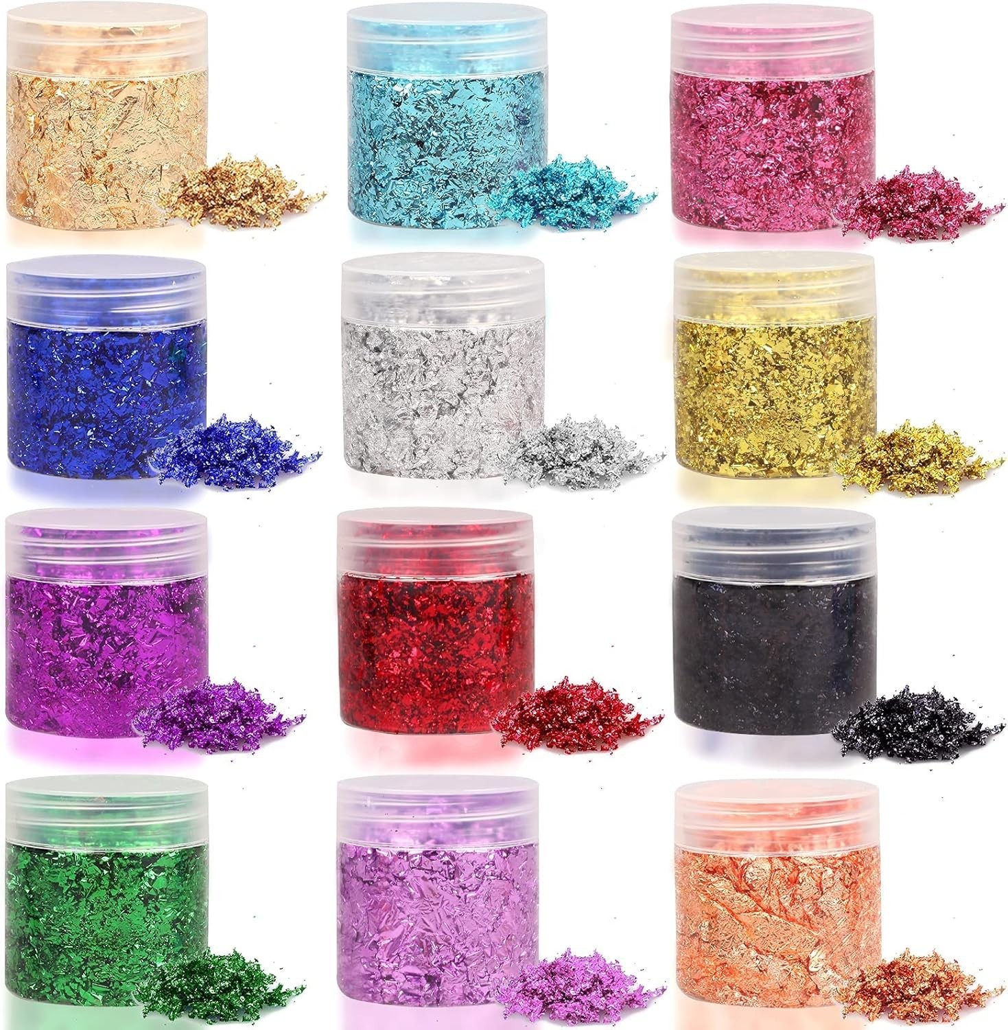 High-Quality Gold Foil Flakes – 12 Color Set for Crafts and Home Crafting