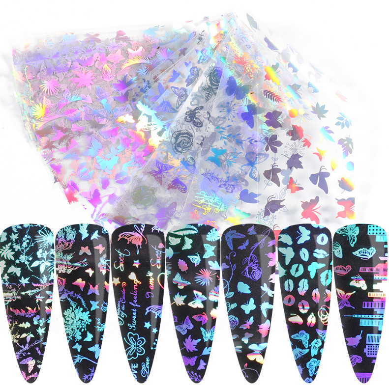 10 Pcs Flower Love Letters Nail Art Transfer Foil Sticker Transfer Manicure DIY