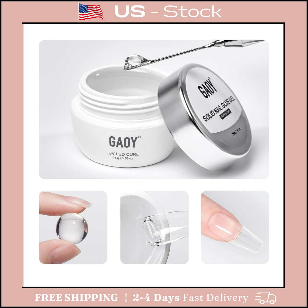 Solid Nail Glue Gel for Press on Nails Acrylic Nail Tips, Long-Lasting Strong Ad