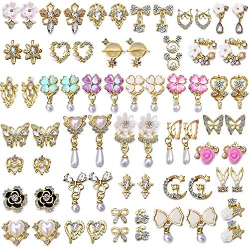 1 Pack of 50pcs 3D Nail Charms for Acrylic Nails with Art #1-Gold Tone-50pcs
