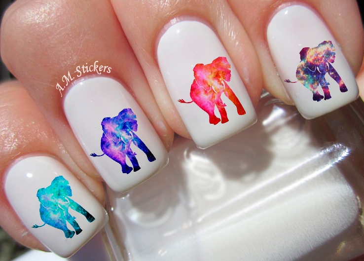 Galaxy Elephants Nail Art Stickers Transfers Decals Set of 36 – A1273