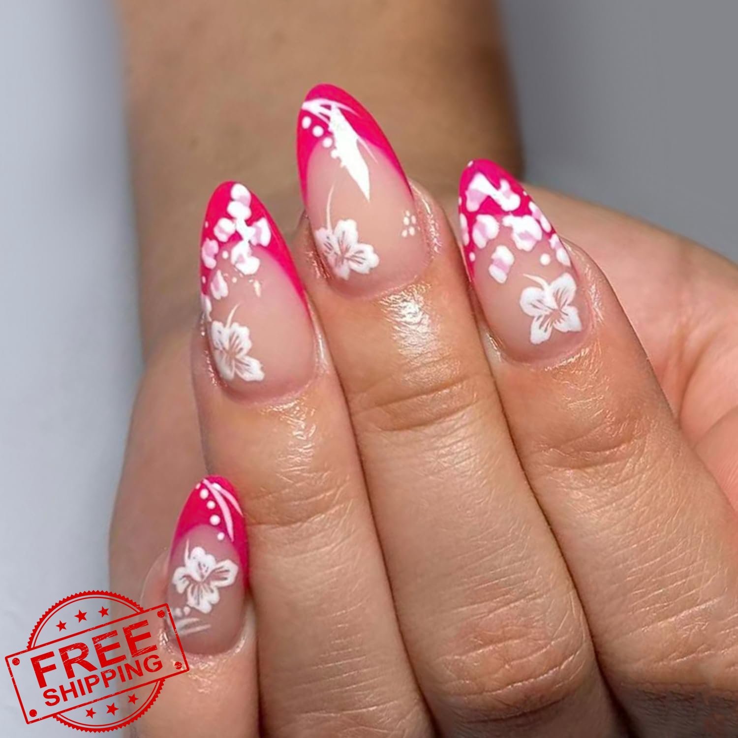 OSTTMA 24Pcs Pink French Tip Nails
