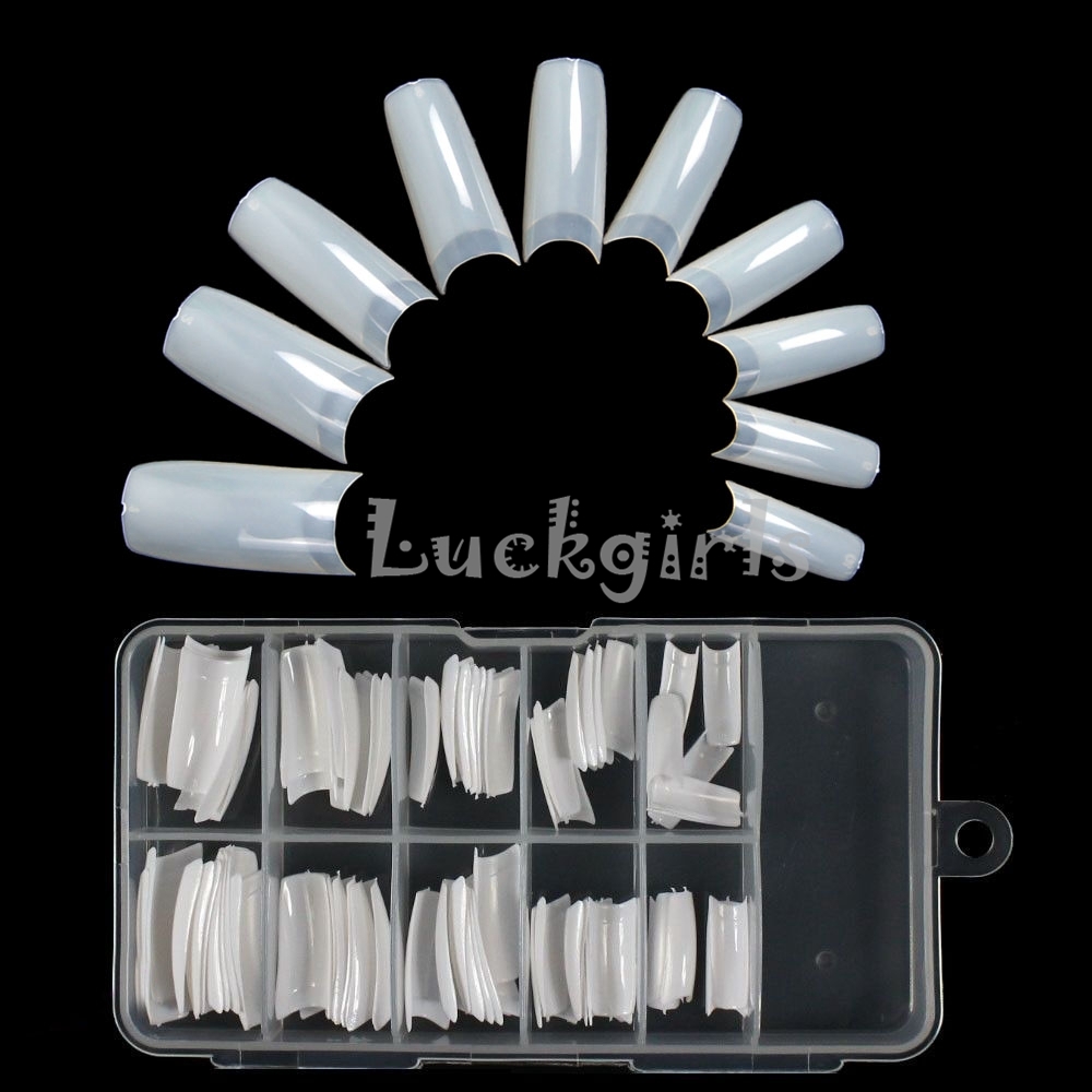 100 Pcs Natural White False UV Gel French Nail Art Tips Acrylic Tip Boxed