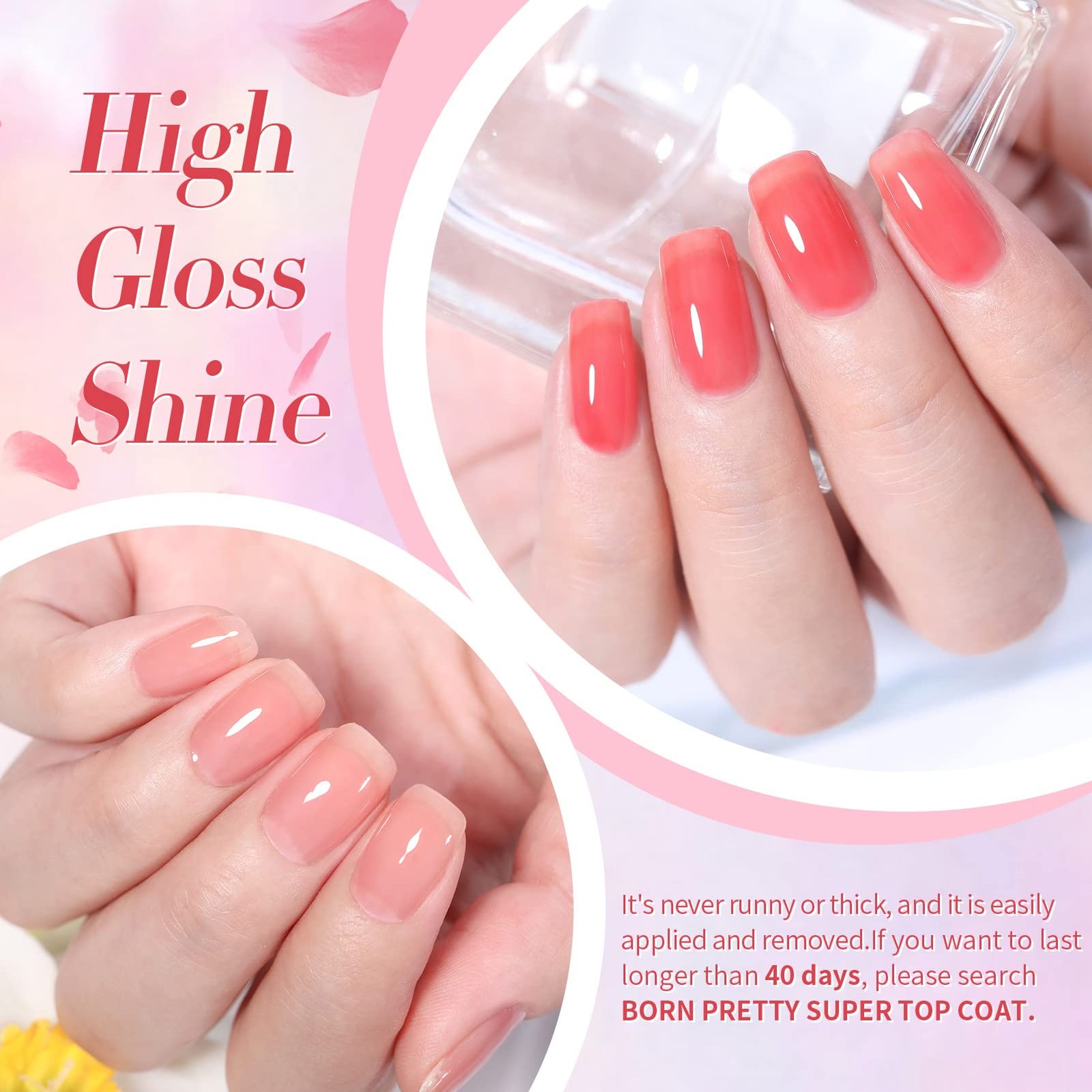 Born Pretty Jelly Nude Pink Gel Nail Polish Valentine’s Day Sheer Transparent Ge