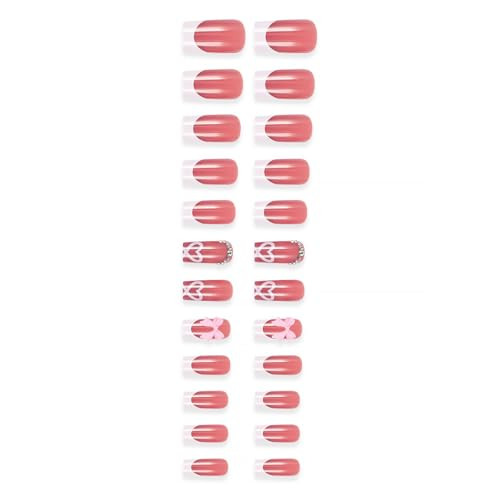 24Pcs French Tip Press on Nails Medium Long Fake Nails French Tip Fake Nails-12
