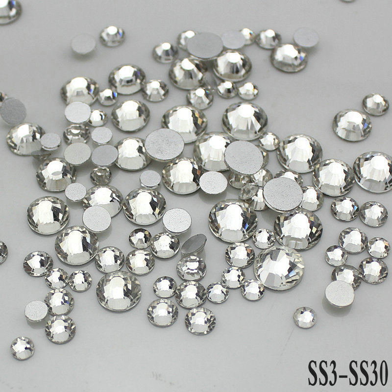 1440pcs Clear Glitter Nail Art Rhinestones Flatback Crystal Gem Nails Decoration