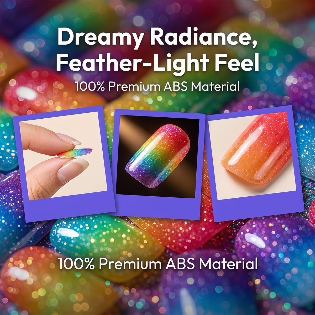 Colorful Glitter Press on Nails Extra Short Square Fake Colorful Ombre Glitter