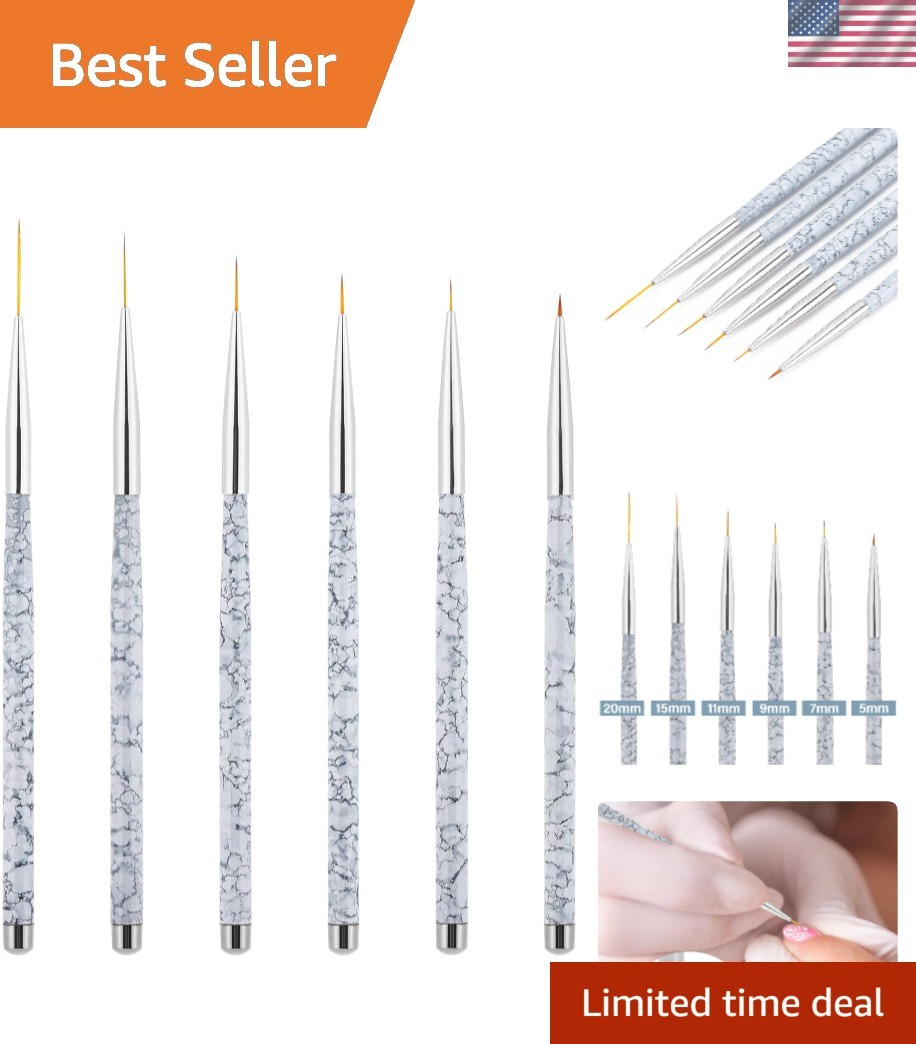 6 Pcs Nail Art Liner Brushes, UV Gel Painting Acrylic Nail Brushes Striping B…