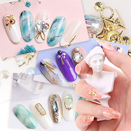 Gold Metal Nail Studs, 3D Mix Gold Geometry Nail Art Glitter Flakes