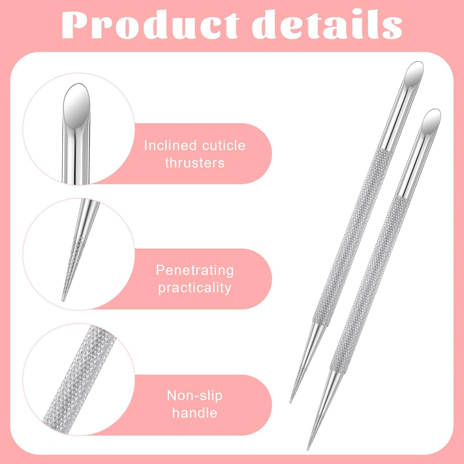 2 PCS Nail Cuticle Pusher Pen, Metal Double Ended Tools for Nails, Stainless …