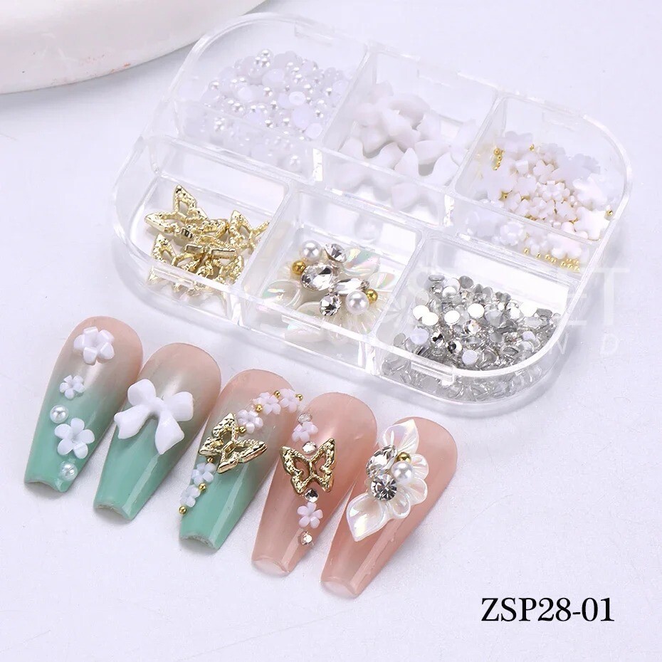 3DNail Charm Flower Nail Art Stickers Decals DIY Art Jewelry Nail Decoration