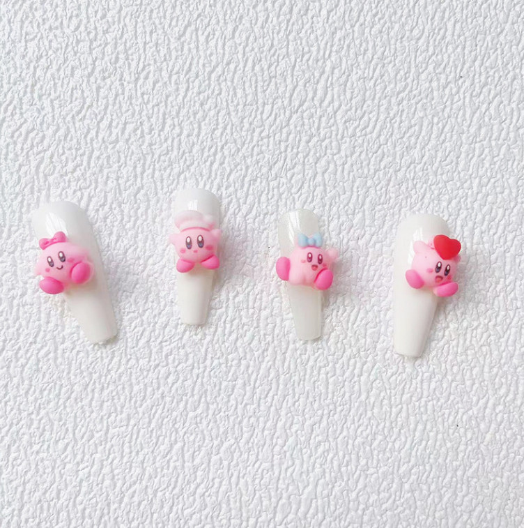 2PCS 3D Nail Charms Resin Ornament Pink Cartoon Manicure Decoration Jewelry NS31